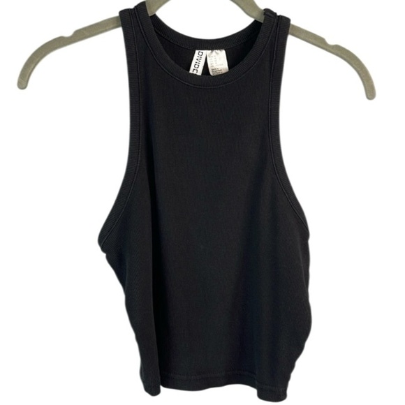 H&M Ribbed Racerback Tank Top Cropped Stretch Knit Basic Summer Base Size Medium - Picture 3 of 9